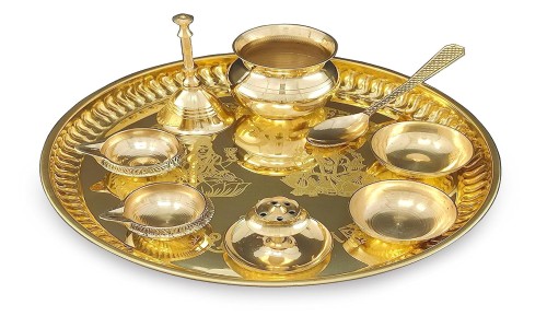 Vadik Art Pooja Thali Set Brass Puja Thali meerut up